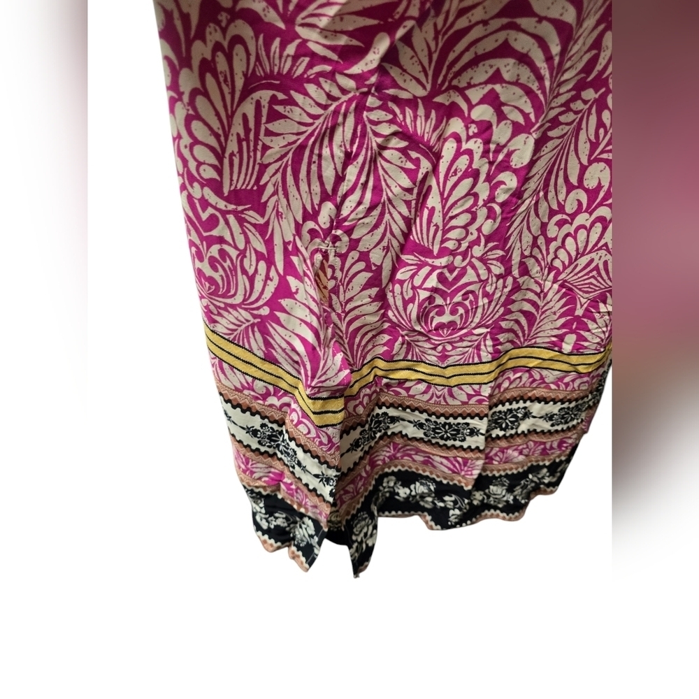 LOFT Palm Cutout Back Midi Pocket Dress Sz. S Magenta Sunset - Picture 4 of 11